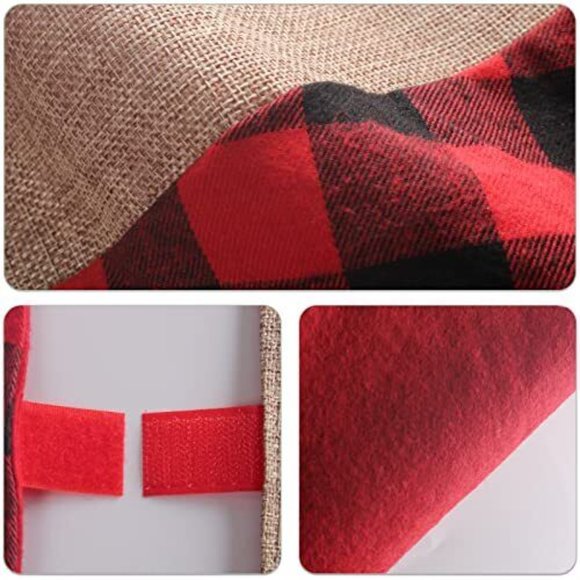 Meriwoods Christmas Tree Skirt 48 Inch Large Burlap Buffalo Plaid Tree Collar... - Picture 4 of 6